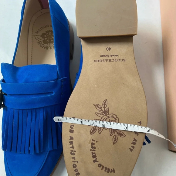 Scotch & Soda Bright Fringe Blue Suede Loafers Flats Leafs Shoes EU 40 US 8.5 - Picture 6 of 9